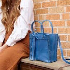 Raven Lily Dark Blue Mini Mara Handbag Tote Crossbody Bag Tassel